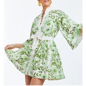 Mestiza Carmen Mini Dress Green/Ivory Listello NWT